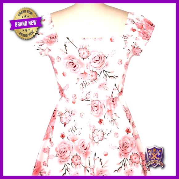 Retro Swing Dress Vintage 1950s Rockabilly Cocktail Party Cotton A-Line - Picture 4 of 6